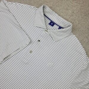 FootJoy Golf Polo Shirt Mens L White Striped Short Sleeve Performance Logo